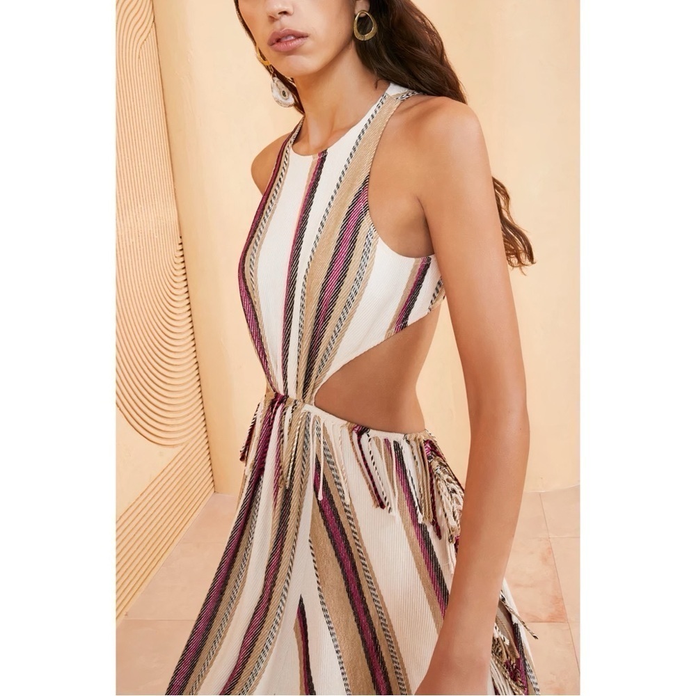 Ulla Johnson Maxi Linen Cut-Out Caterina Striped Dress - Picture 4 of 7